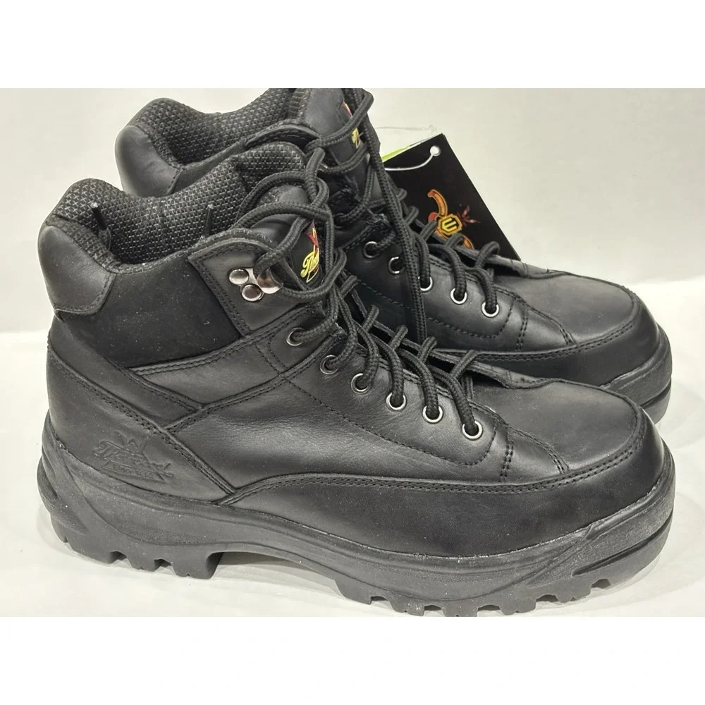 Thorogood Men's 9M Black Leather Steel Toe Work Boots ANSI Z41 Safety Lace UpUSA